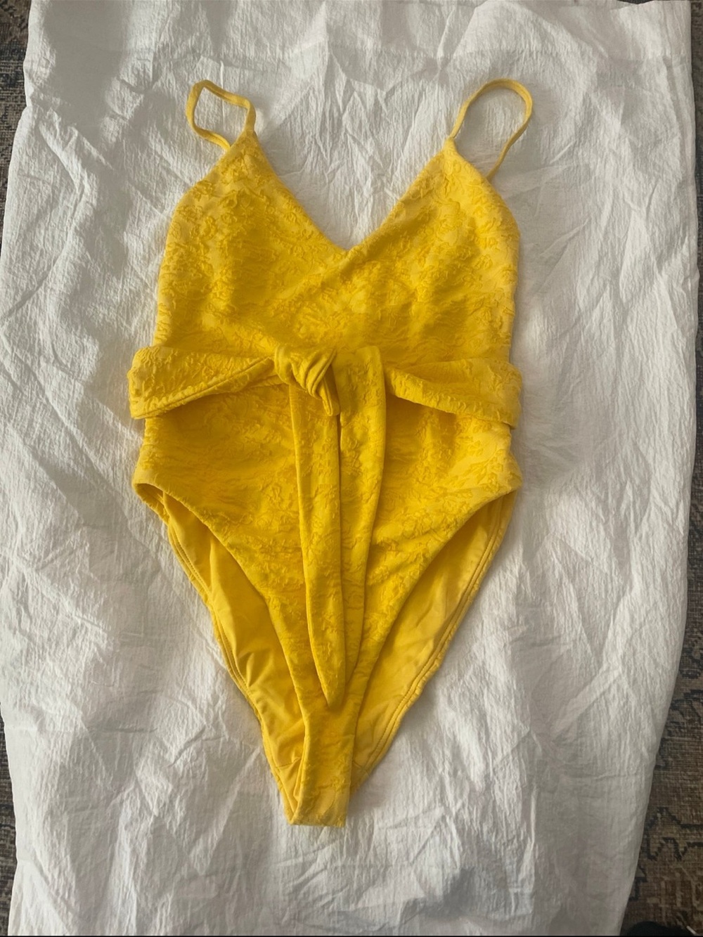 Mara Hoffman Yellow One-Piece Swimsuit with Front Tie